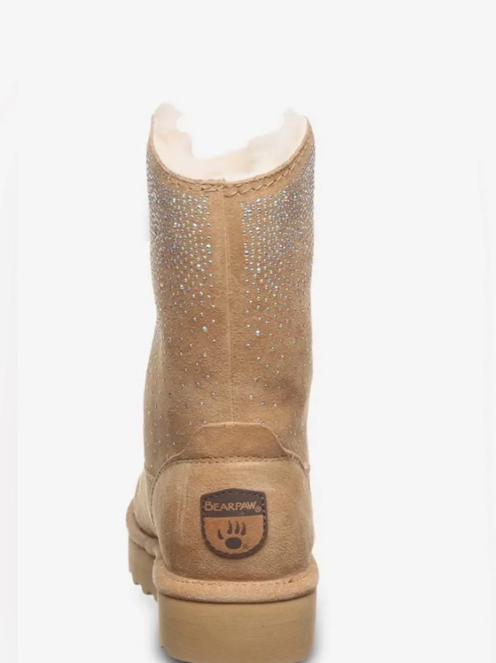 BearPaw Tan Suede Mid-Calf Boot with Sparkle Studs size 7 BNWT